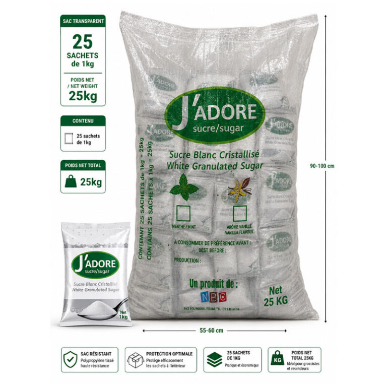 Sucre J'adore blanc 25KG - RavitExpress - Ravitaillement - Dakar, Sénégal